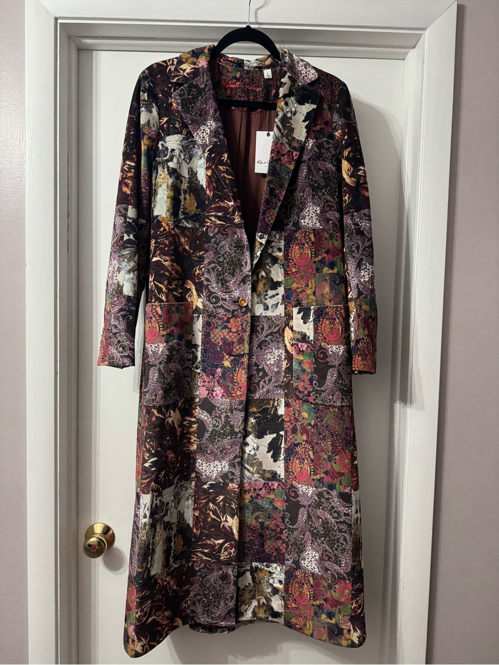 Robert Graham Long Patchwork Floral Coat - Multicolor (Velvet-Like Material).